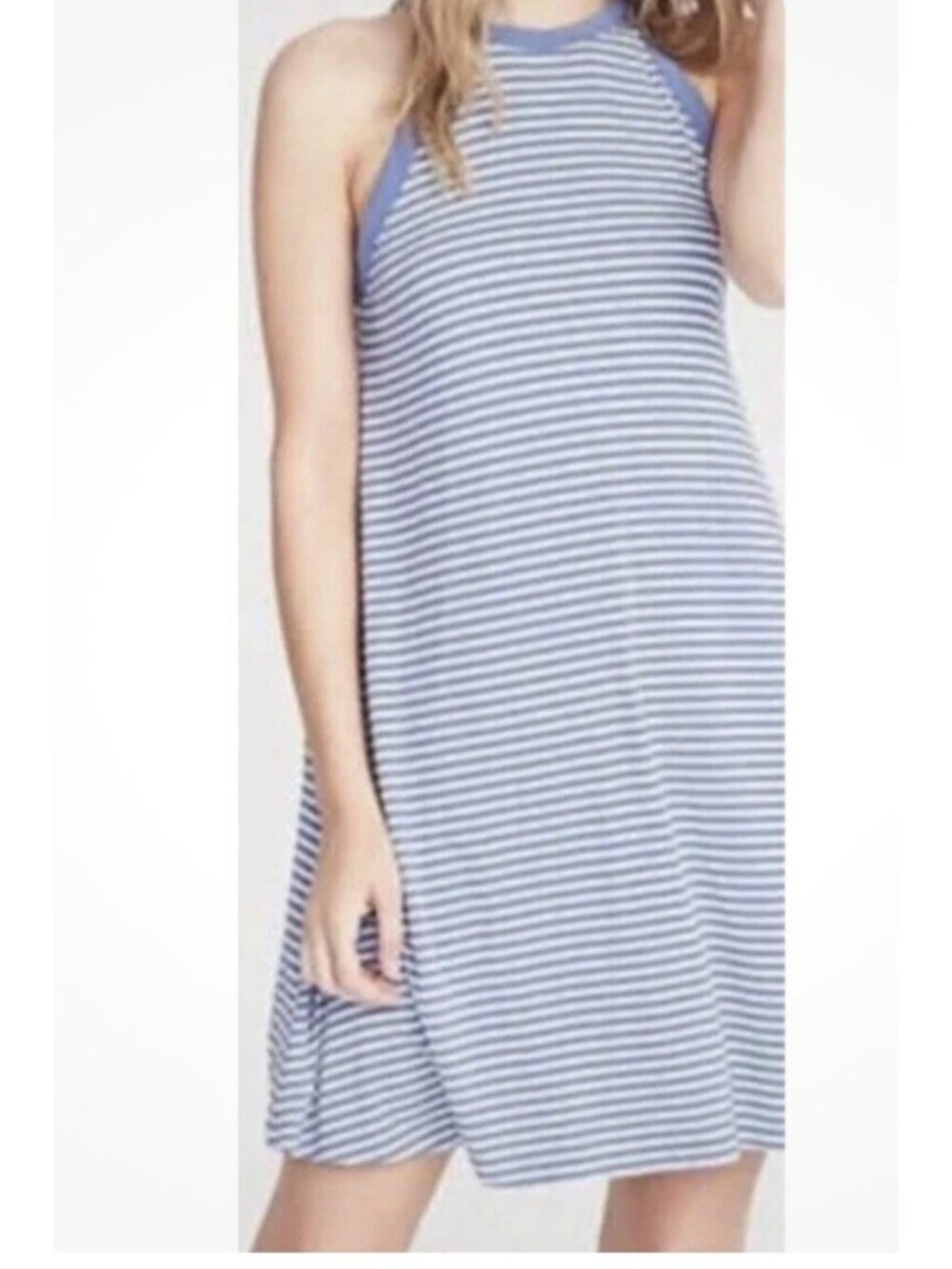 Purple And White Striped Halter Tank Dress Old Navy Size M NWT